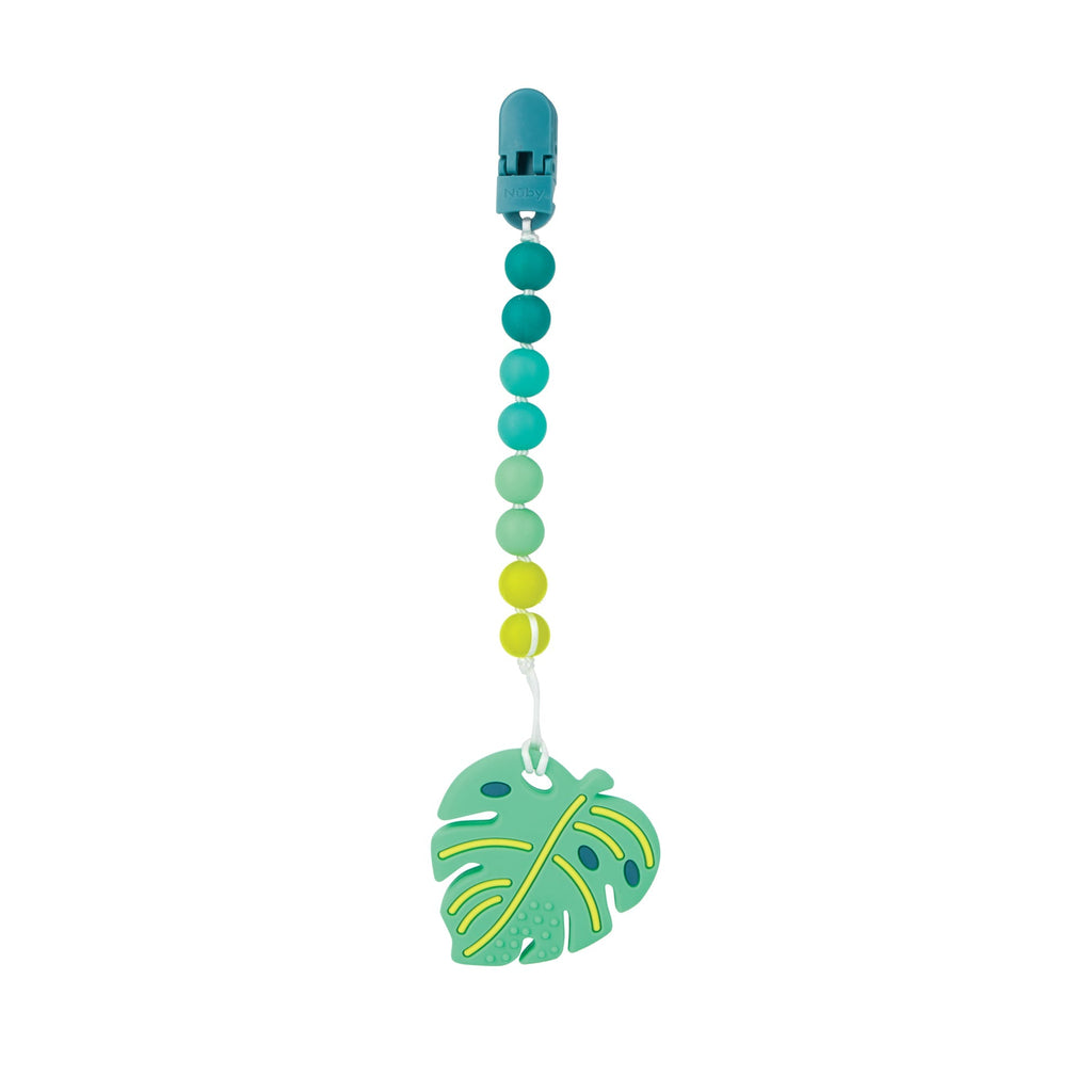 Silicone Teether with Pacifier Clip | Leaf (3A91)