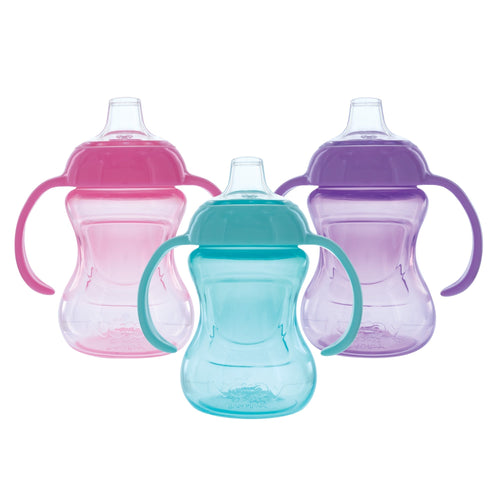 2-Handle Mini Grip N’ Sip Training Sippy Cup (3 Pack) | Pink/Aqua/Purple (12ES)