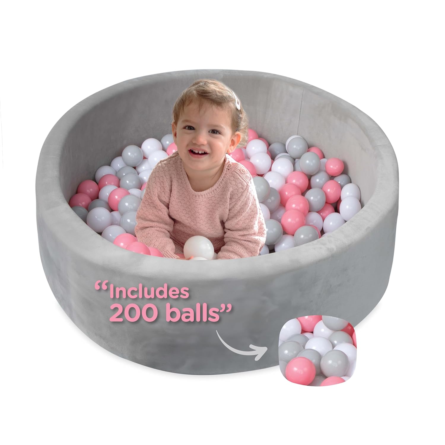 Kids' Ball Pit for Home with 200 Balls | Pink (DXVR)