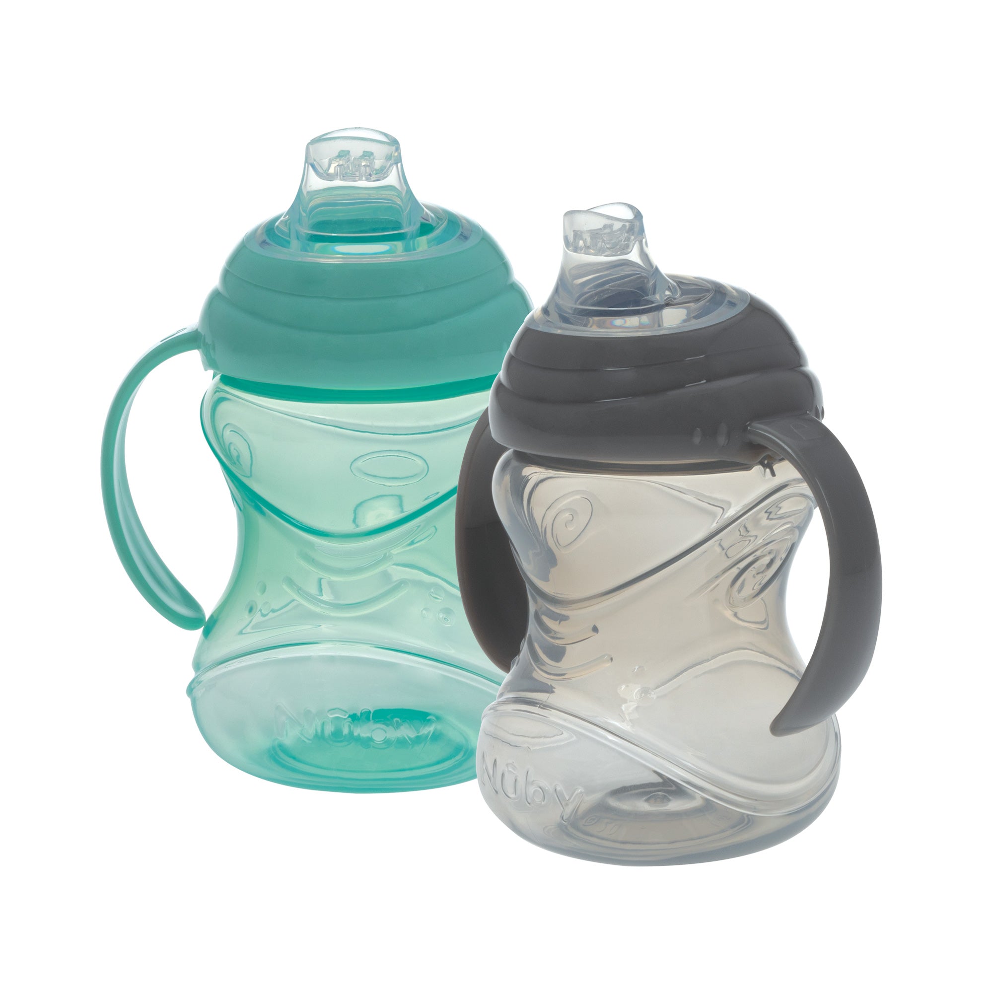 Clik-It Soft Spout Grip N' Sip Trainer Cup (2 Pack) | Aqua/Grey (MH5I)
