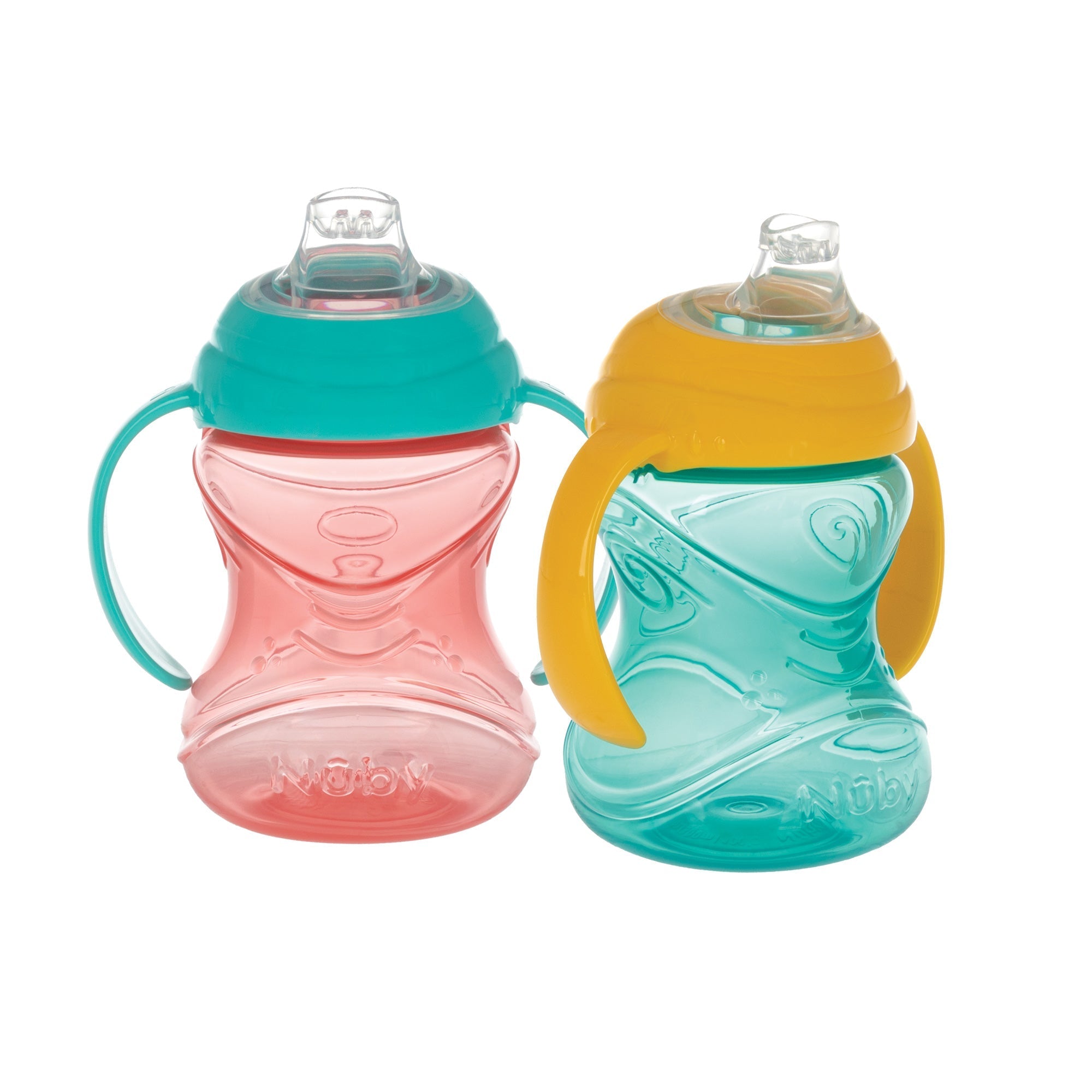 Clik-It Soft Spout Grip N' Sip Trainer Cup (2 Pack) | Aqua/Yellow (DZ5C)