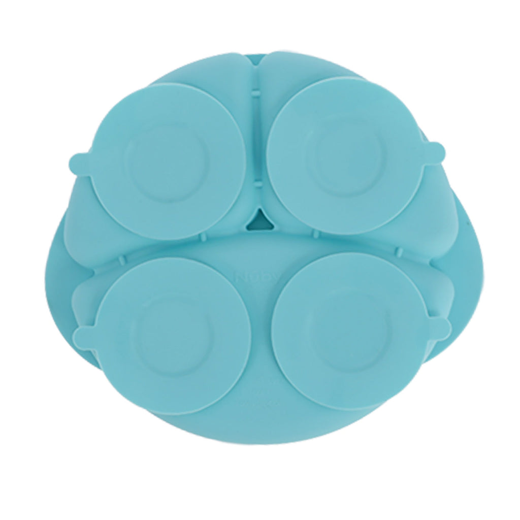 Round Silicone Suction Plate & Lid (2 Pack) | Orange / Aqua (AB3K)