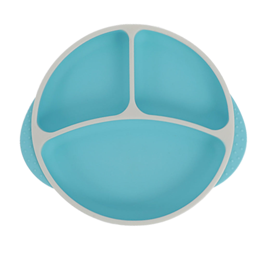 Round Silicone Suction Plate & Lid (2 Pack) | Orange / Aqua (AB3K)