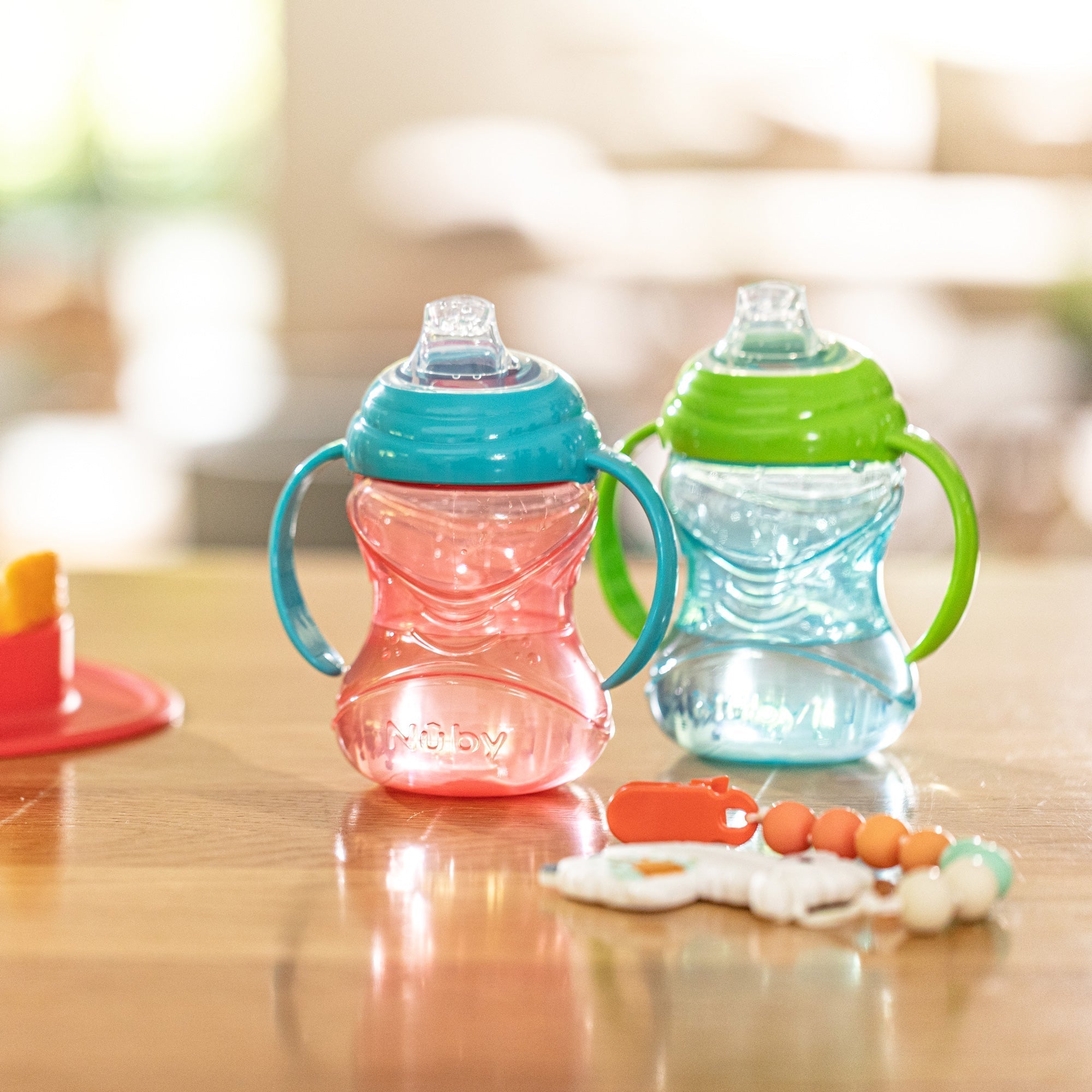 Clik-It Soft Spout Grip N' Sip Trainer Cup (2 Pack) | Aqua/Grey (MH5I)