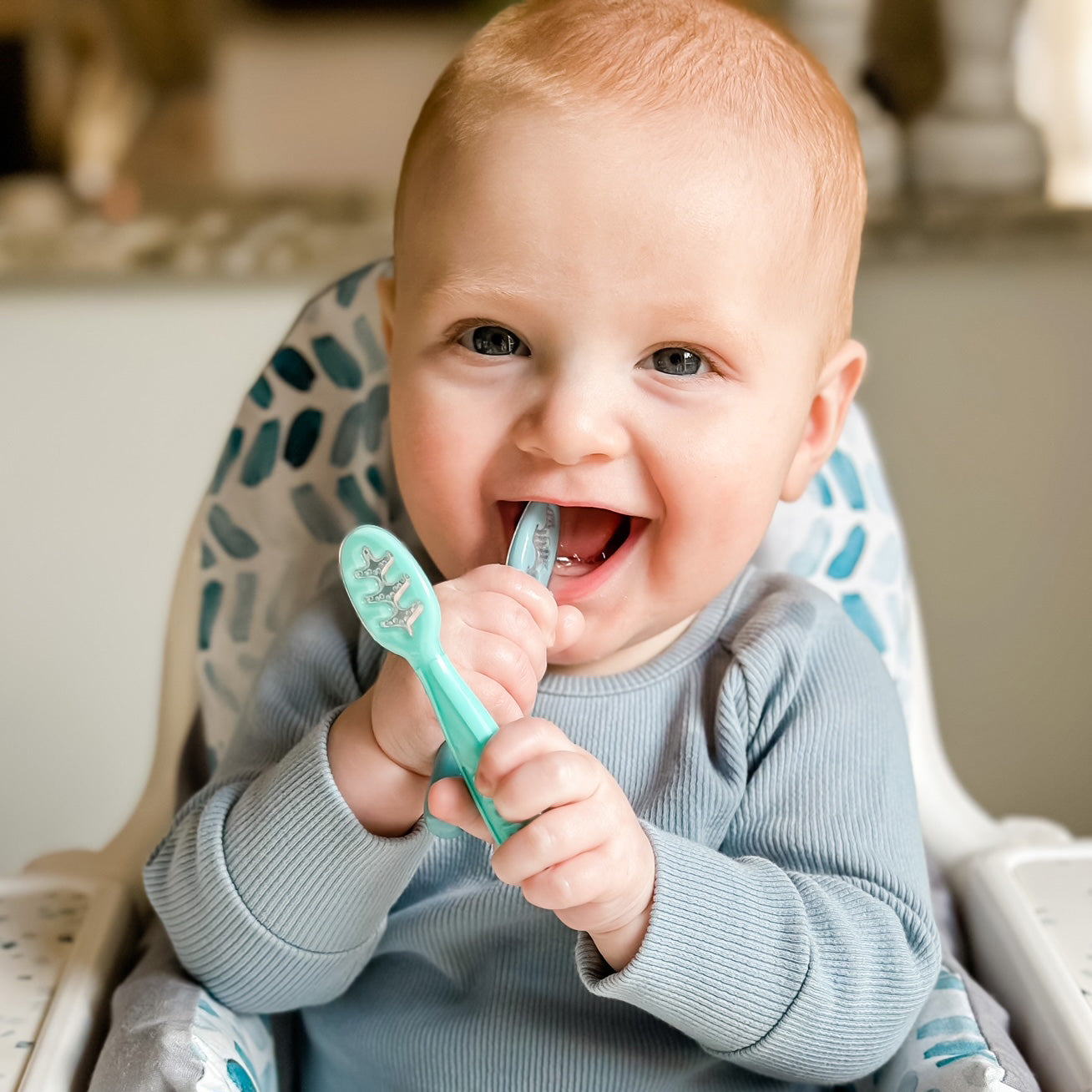 Baby's First Spoons | Aqua, Grey, & Blue (5KOA)