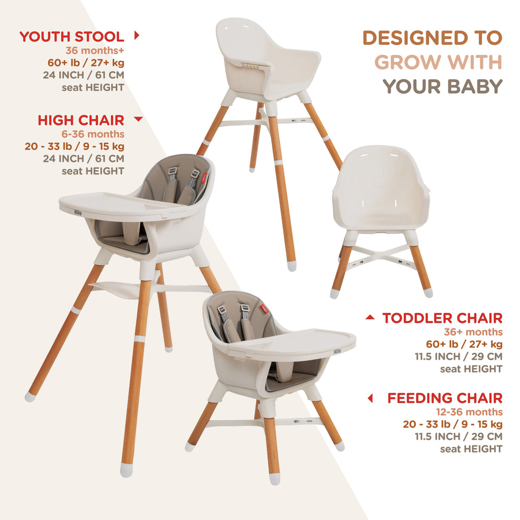 4-in-1 Multi-Use High Chair | Dark Beige (2YK6)
