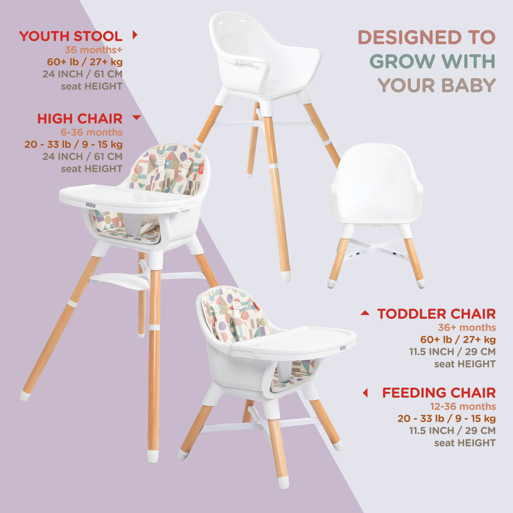4-in-1 Multi-Use High Chair | White Geometrics (IG7P)