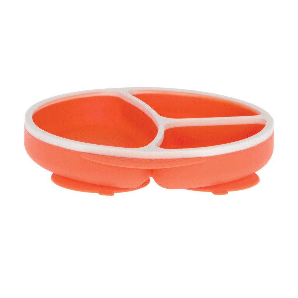 Round Silicone Suction Plate & Lid (2 Pack) | Orange / Aqua (AB3K)