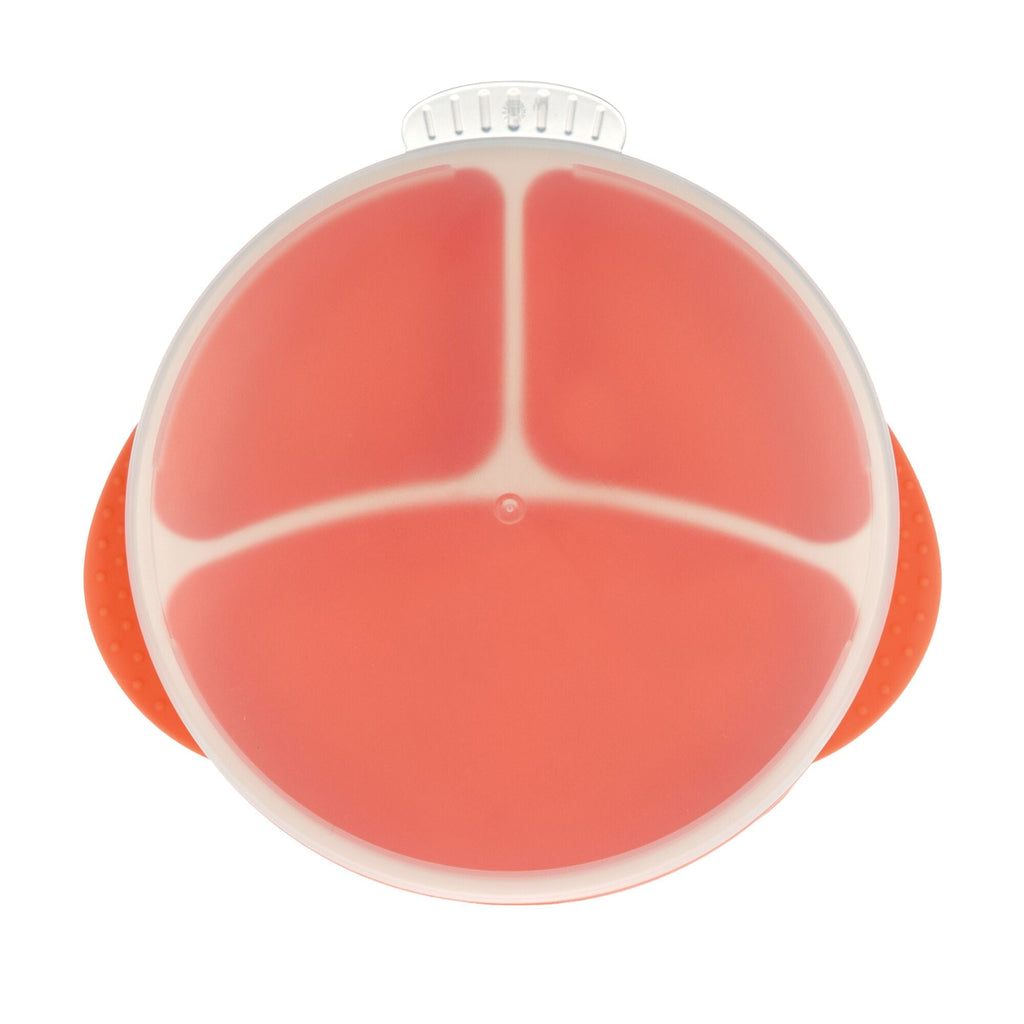 Round Silicone Suction Plate & Lid (2 Pack) | Orange / Aqua (AB3K)