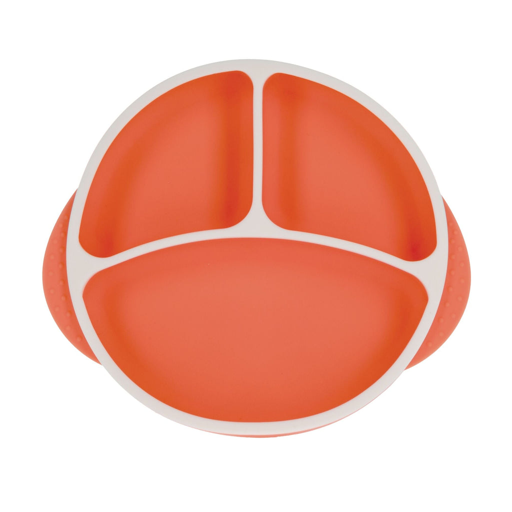 Round Silicone Suction Plate & Lid (2 Pack) | Orange / Aqua (AB3K)