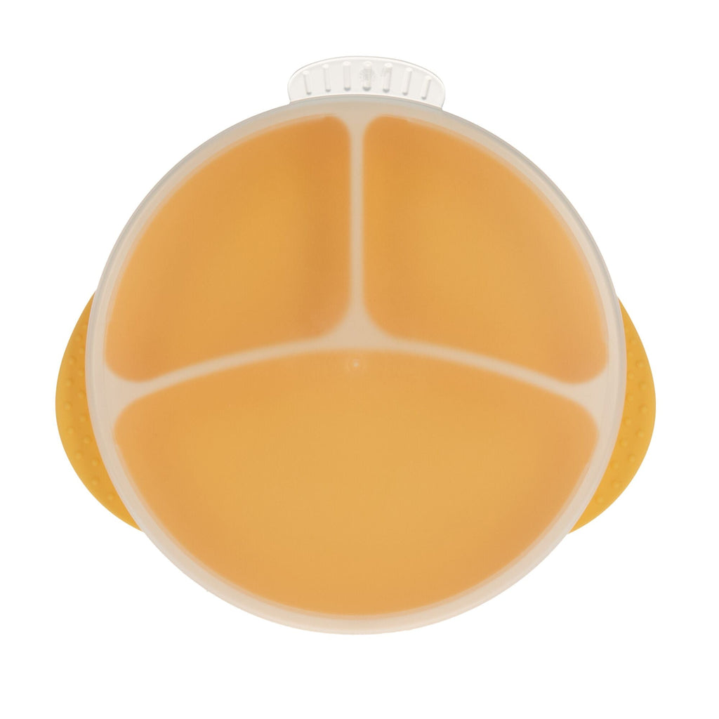 Round Silicone Suction Plate & Lid (2 Pack) | Blue / Yellow (QX79)