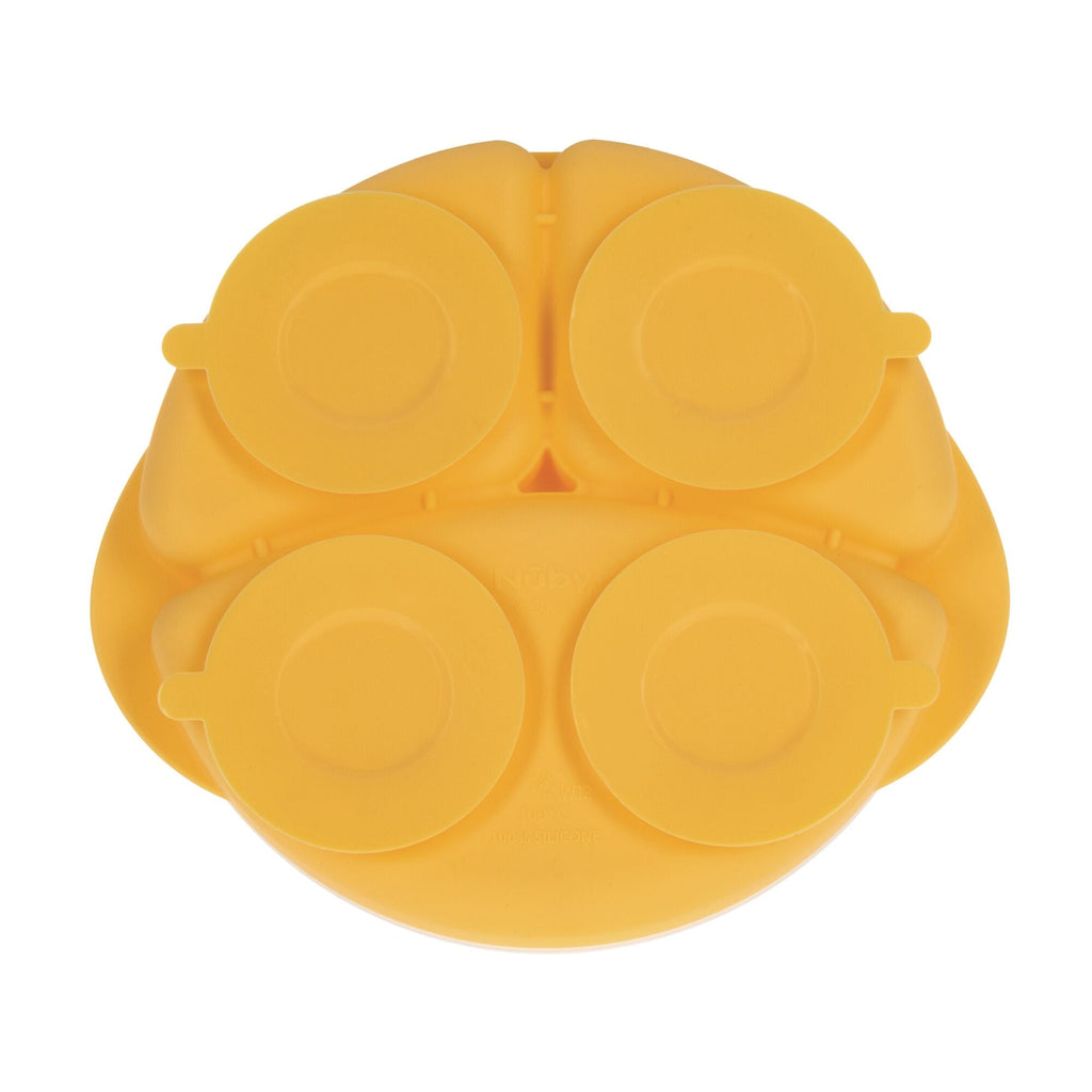 Round Silicone Suction Plate & Lid (2 Pack) | Blue / Yellow (QX79)