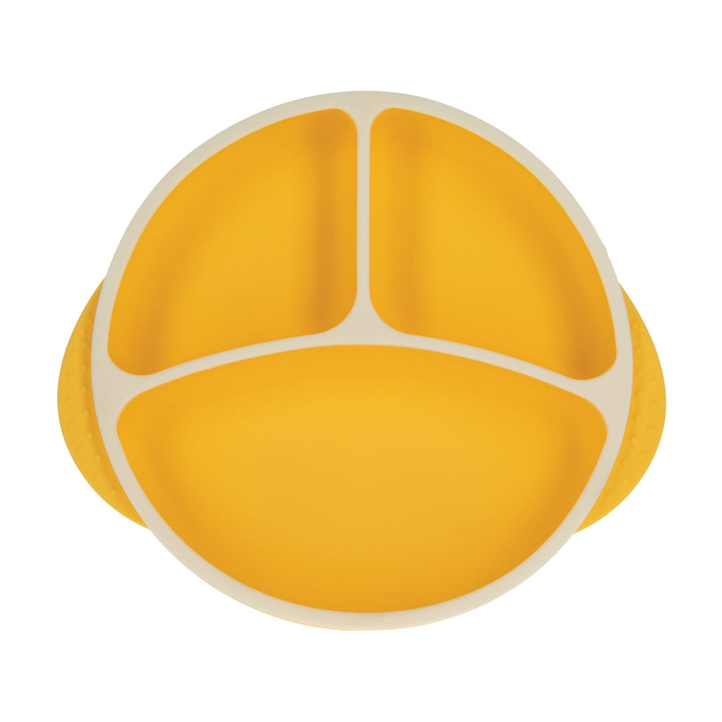 Round Silicone Suction Plate & Lid (2 Pack) | Blue / Yellow (QX79)