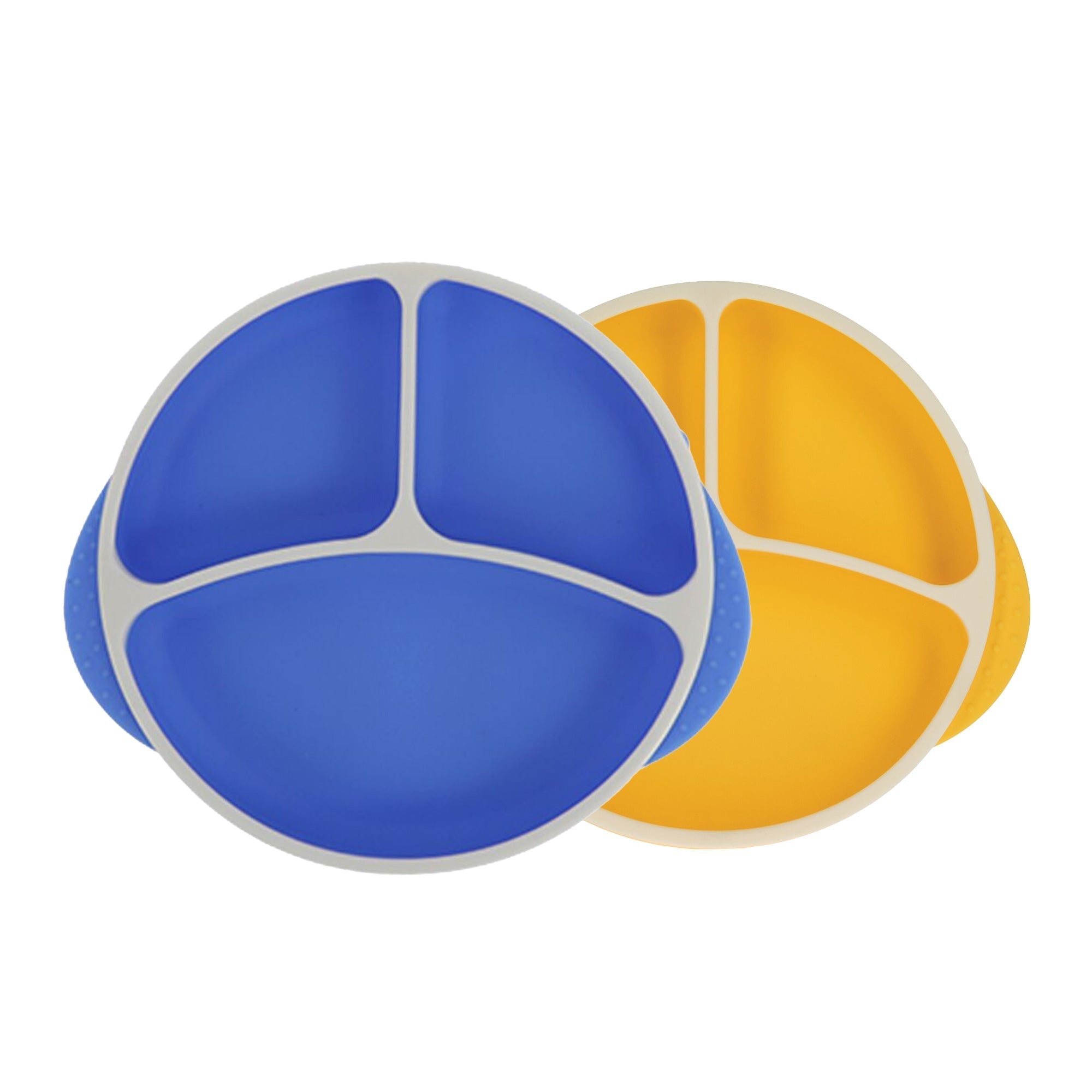 Round Silicone Suction Plate & Lid (2 Pack) | Blue / Yellow (QX79)