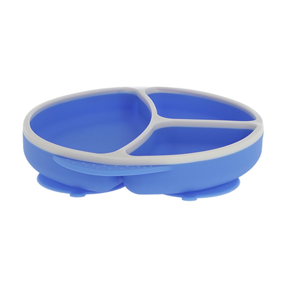 Round Silicone Suction Plate & Lid (2 Pack) | Blue / Yellow (QX79)