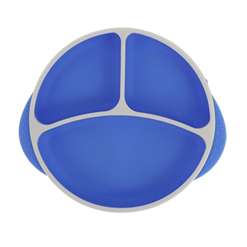 Round Silicone Suction Plate & Lid (2 Pack) | Blue / Yellow (QX79)