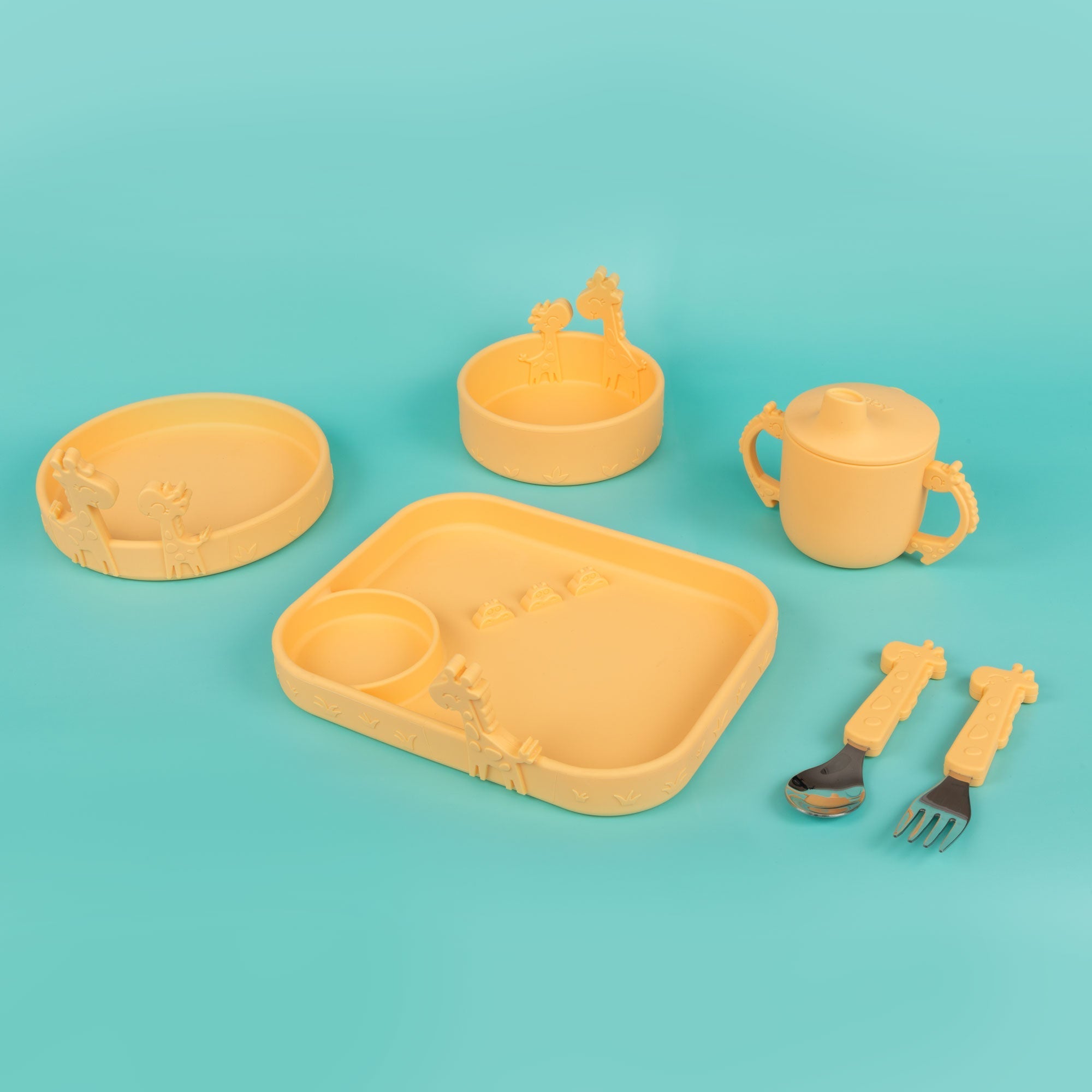 Animal Friends 6-Piece Dinnerware Set - Yellow Giraffe (RIT9)